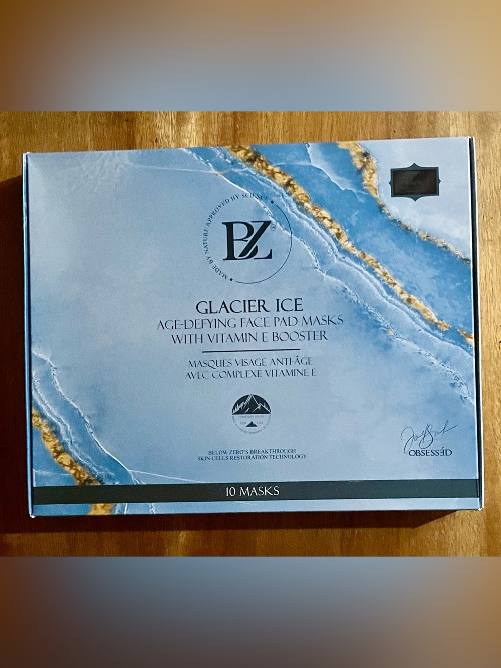 Below Zero Glacier Ice Age-Defying Face Pad Masks with Vitamin E Booster — Blue